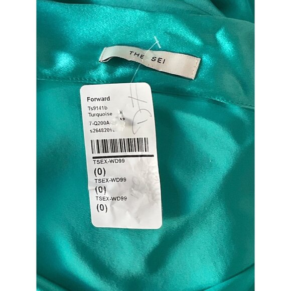 The Sei for FWRD Asymmetrical Wrap Gown in Turquoise 0 New Womens Maxi Dress - Picture 8 of 9